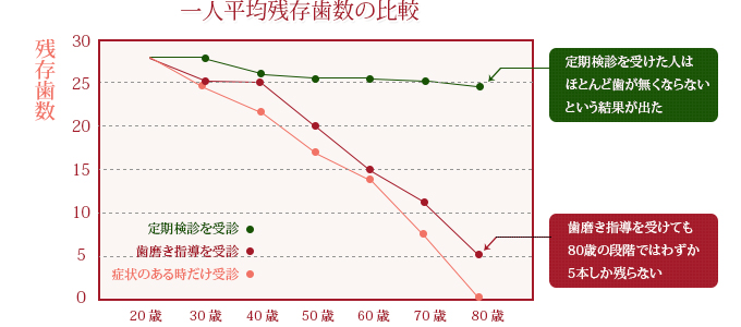 一人平均残存歯数の比較